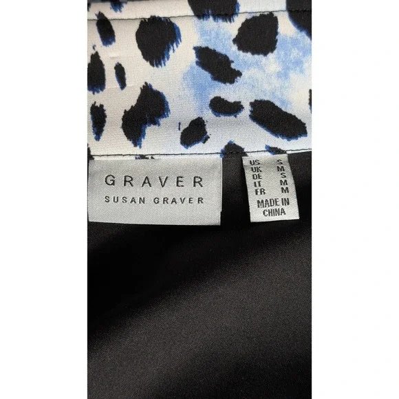 Susan Graver Blue Black LK Fusion Animal Print Long Sleeve Tie Waist‎ Coat Small - Picture 8 of 13